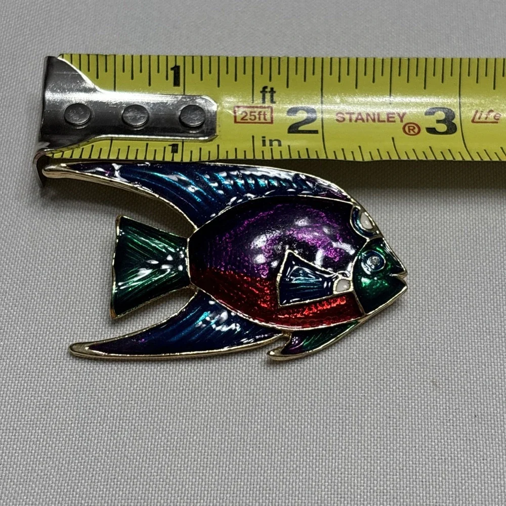 Multi color enamel fish  brooch pin 2.5